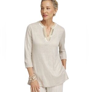 Chico’s Linen Embellishment Tunic